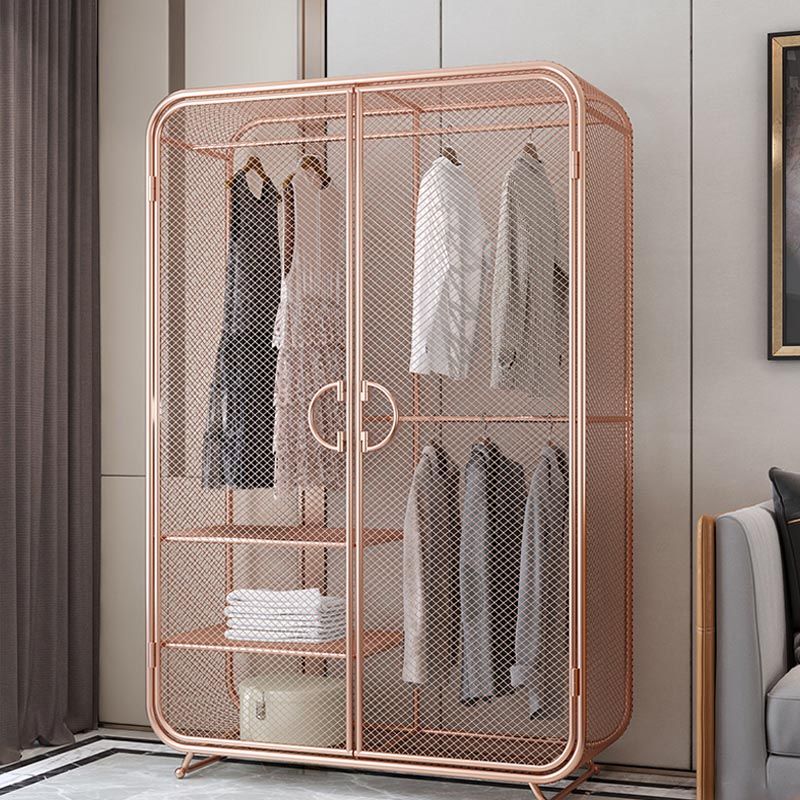 Industrial Style Wardrobe Bedroom Metal Wardrobe Closet with 2 Doors Clearhalo 'Armoires & Wardrobes' 'armoires_wardrobes' 'Bedroom Furniture' 'furn' 'furn_armoires_wardrobes' 'Furniture' 1200x1200_19880143-5104-4823-aca1-6397d3c67d40