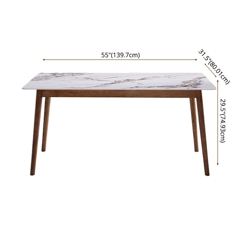 Modern Sintered Stone Dining Table Rectangular Dining Table with Four-leg Solid Wood Base Clearhalo 'Dining Room Sets' 'Dining Tables & Seating' 'dining_room_set' 'furn' 'furn_dining_room_set' 'Furniture' 'furniture_dining_room_set' 'Kitchen & Dining Furniture' 'kitchen&dining_furn' 'kitchen' 1200x1200_198805d6-dc16-4359-a433-590c4b854cab