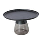 Mid-century Modern Metal Tray Top Glass Base Round Coffee Table