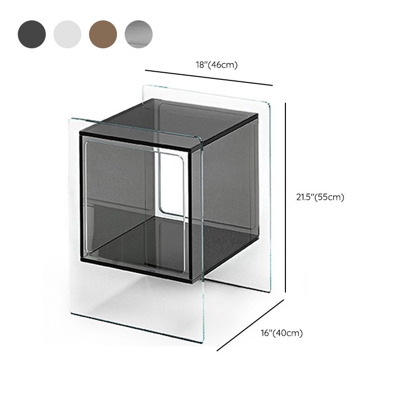 Modernistic Plastic Rectangular End Table Double Tier Corner Table with Storage Clearhalo 'Coffee & Accent Tables' 'End & Side Tables' 'end_side_tables' 'furn' 'furn_end_side_tables' 'Furniture' 'Living Room Furniture' 1200x1200_198d2284-30df-448d-b72f-83764705b08c