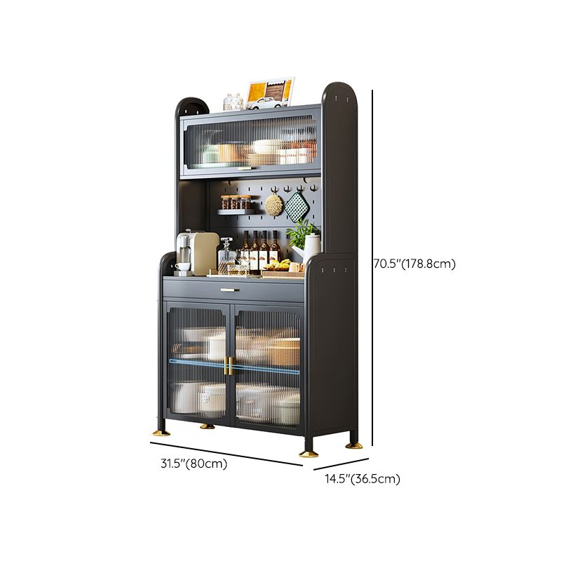 Porte di vetro a scaffalatura regolabile armadio nero cucina nera