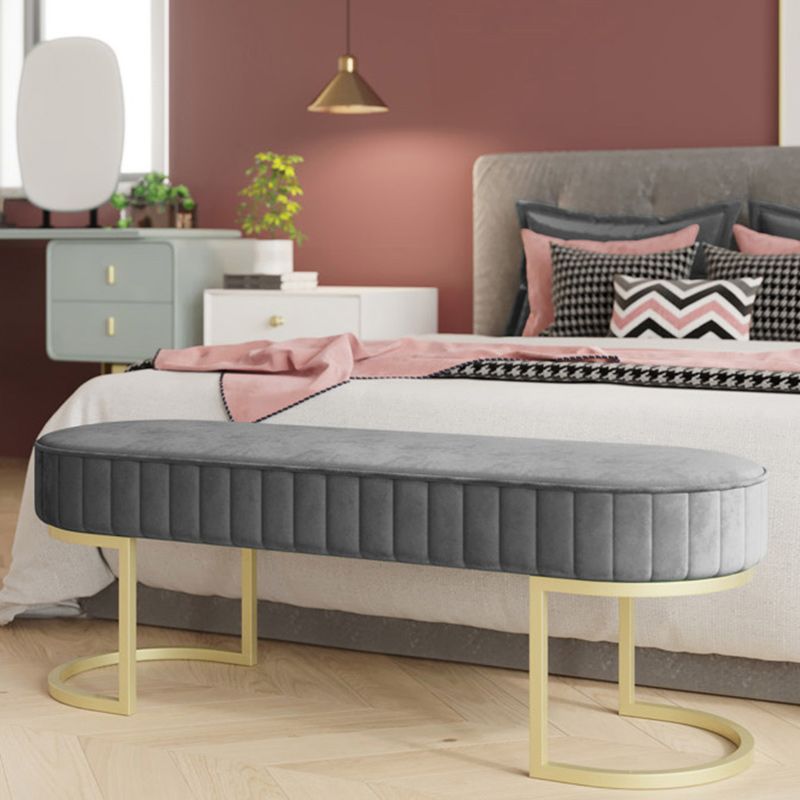 Modern Faux Leather Bench Oval Foam Bench with Legs for Home Office Clearhalo 'Benches' 'Chairs & Seating' 'furn' 'furn_benches' 'Furniture' 'Living Room Furniture' 1200x1200_198ecd3c-1b2d-495f-b7e6-cd7418f086d5