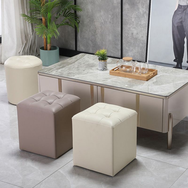 Genuine Leathe Ottoman Square Modern Water Resistant Tufted Cube Ottoman Clearhalo 'furn' 'furn_ottomans_poufs' 'Furniture' 'Living Room Furniture' 'Ottomans & Poufs' 'ottomans_poufs' 1200x1200_1990e50b-b06f-4d44-90c7-ac62d3dd7fa9