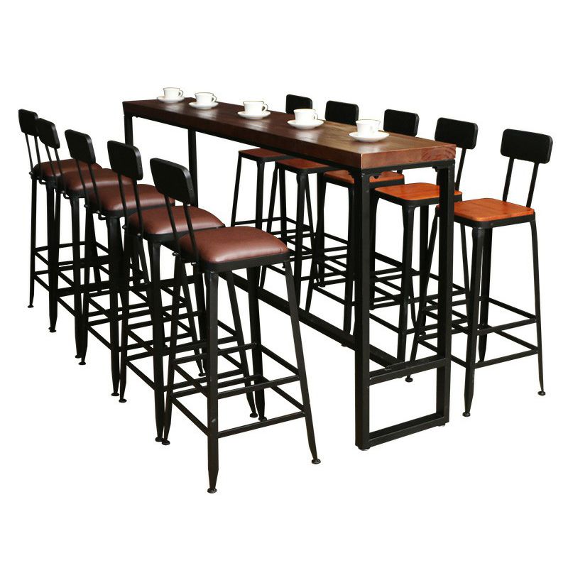 Pine Wood Bar Dining Table Industrial Rectangle Bar Table with Trestle for Dining Room Clearhalo 'Bar Furniture' 'Bar Tables' 'bar_tables' 'furn' 'furn_bar_tables' 'Furniture' 'Kitchen & Dining Furniture' 1200x1200_1991f073-67f2-46b2-8eb9-d6c69c4bdda4