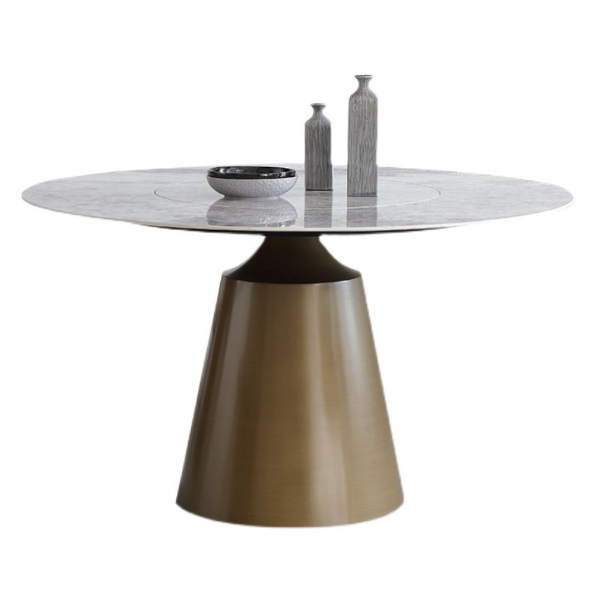 Sintered Stone Top Round Table for Restaurant Modern Dining Table with Metal Pedestal Clearhalo ' dining_table' 'Dining Tables & Seating' 'Dining Tables' 'furn' 'furn_dining_table' 'Furniture' 'furniture_dining_table' 'Kitchen & Dining Furniture' 'kitchen&dining_furn' 'kitchen' 'kitchen_dining_table' 1200x1200_19922aaf-f91a-435d-a913-eba64204d033