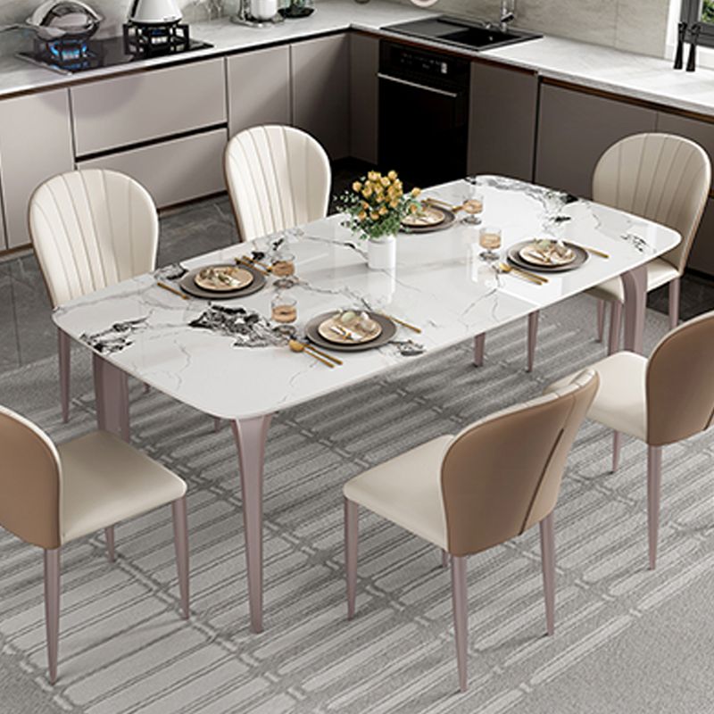 Modern Rectangular Table Sintered Stone Dining Table with 4 Legs for Home Clearhalo 'Dining Tables & Seating' 'Dining Tables' 'dining_table' 'furn' 'furn_dining_table' 'Furniture' 'Kitchen & Dining Furniture' 1200x1200_19923e84-fba3-42b0-b80f-cb1d5db8b9f3