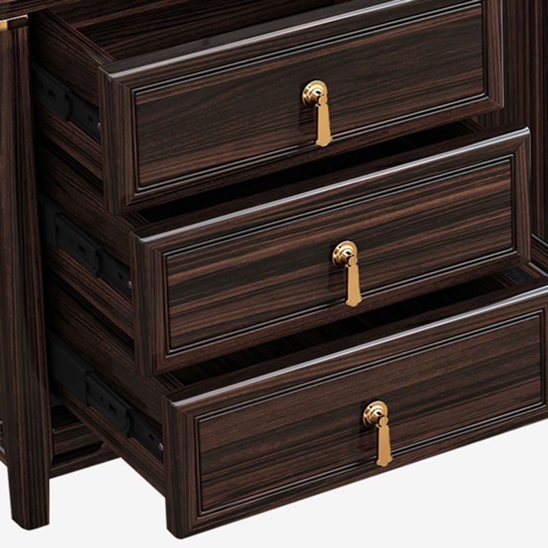 ソリッドウッドストレージキャビネットミッドセンチュリーモダンソフトクローズドロワーサイドキャビネット