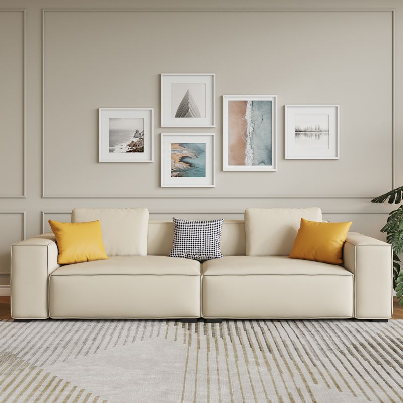 Contemporary 25.59" H Faux Leather Square Arm Sofa for Living Room