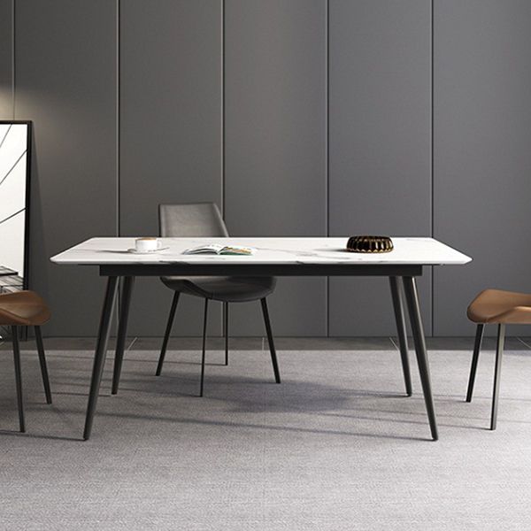 Contemporary Modern Rectangle Stone Table 4 Legs Dinner Room Table Clearhalo ' dining_table' 'Dining Tables & Seating' 'Dining Tables' 'furn' 'furn_dining_table' 'Furniture' 'furniture_dining_table' 'Kitchen & Dining Furniture' 'kitchen&dining_furn' 'kitchen' 'kitchen_dining_table' 1200x1200_1993a123-ac65-4a16-b8f0-9150755dd46a