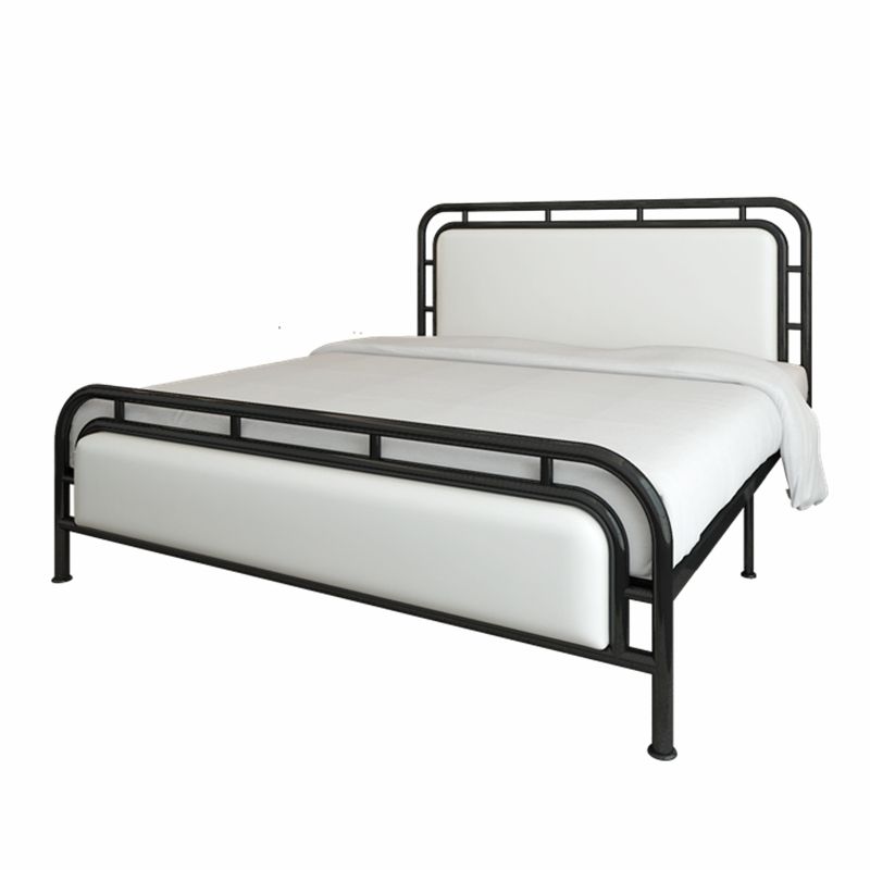 Zeitgenössisches Metall Open-Frame-Standardbett mit rechteckigem Kopfteil