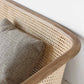 Rattan linnen bank 25.59 "Hoge hellende armbank met losse rug voor woonkamer
