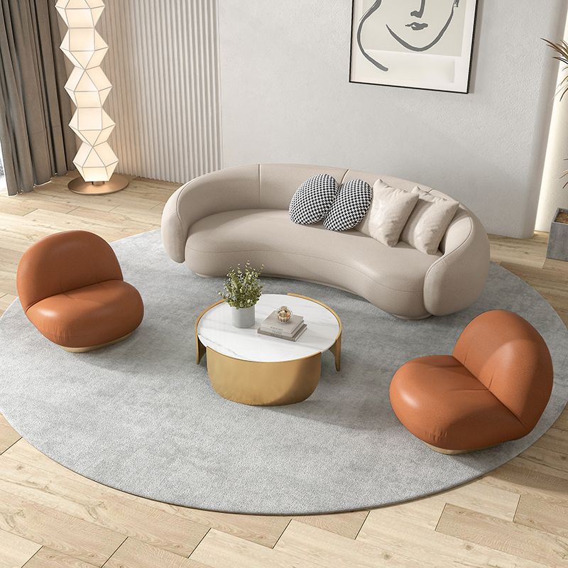 25.6" H Contemporary Faux Leather Curved Sofa for Living Room Clearhalo 'furn' 'furn_sofas' 'Furniture' 'Living Room Furniture' 'Sofa' 'sofas' 1200x1200_19985f81-b189-4d99-93e1-e9df3a379f5e