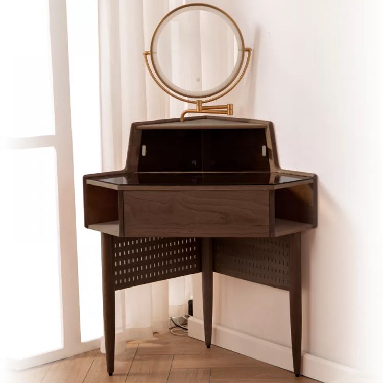 Contemporary Mirrored Glass Drawers Make-up Vanity with Storage for Bedroom Clearhalo 'Bedroom Furniture' 'furn' 'furn_makeup_vanities' 'Furniture' 'Makeup Vanities' 'makeup_vanities' 1200x1200_1998c9e3-9cff-4555-9ca3-1a24d6e95e54