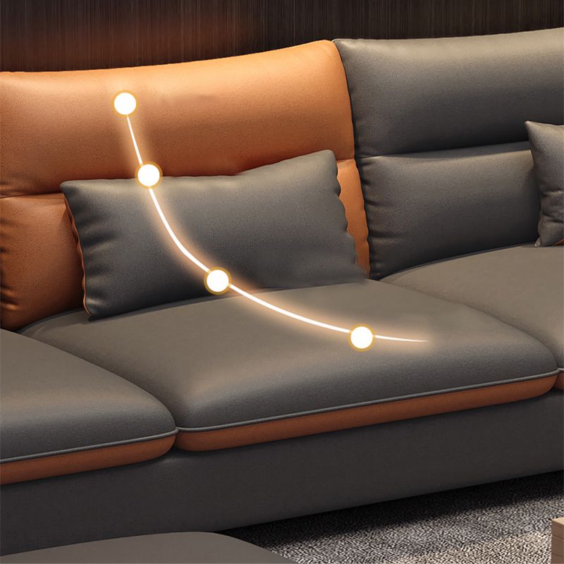 Stain-Resistant Sofa Faux Leather Square Arm Modern Sectional for Apartment Clearhalo 'furn' 'furn_sectionals' 'Furniture' 'furniture_sectionals' 'Living Room Furniture' 'Sectionals' 1200x1200_1998df32-bd1c-4ee4-856d-b3a8c348ef7f