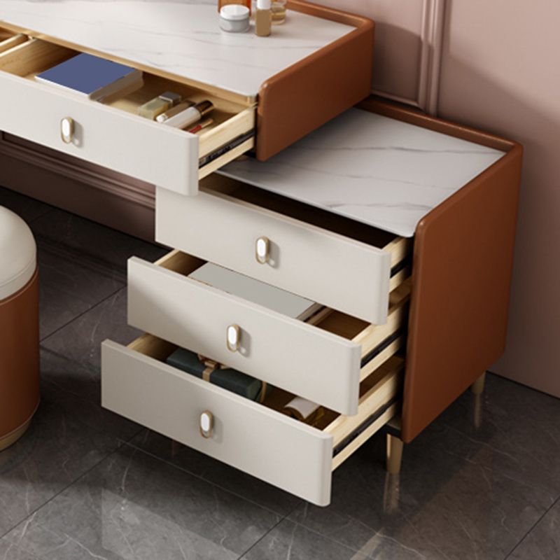 Luxurious Stone Top Dressing Table Bedroom Make-up Vanity in Orange