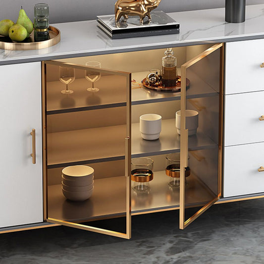 Scheda laterale Glam Sideboard Stone Glass con armadio e cassetti