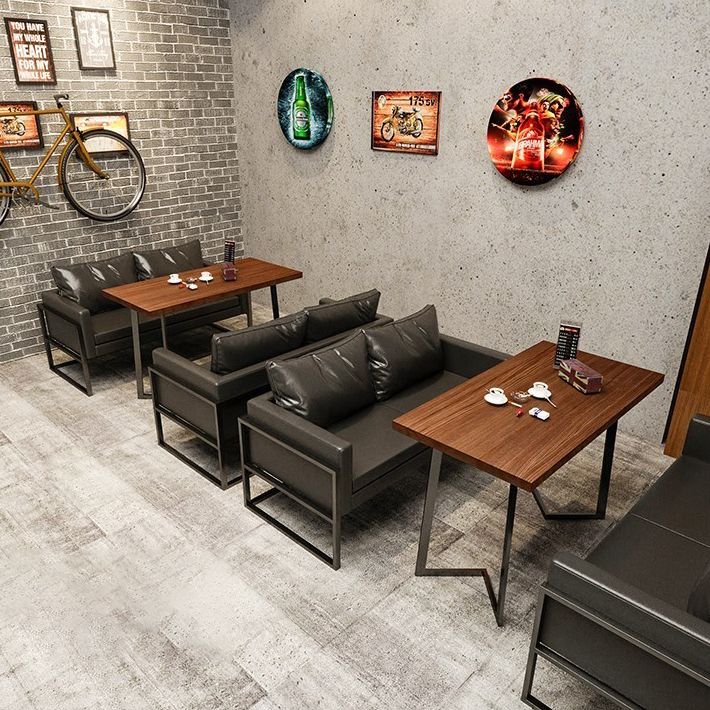 Industrial Solid Wood Dinner Room Kitchen Table Brown Table with Black Frame Clearhalo ' dining_table' 'Dining Tables & Seating' 'Dining Tables' 'furn' 'furn_dining_table' 'Furniture' 'furniture_dining_table' 'Kitchen & Dining Furniture' 'kitchen&dining_furn' 'kitchen' 'kitchen_dining_table' 1200x1200_199bdcfc-737c-449e-a9e8-78d9ca8bc923