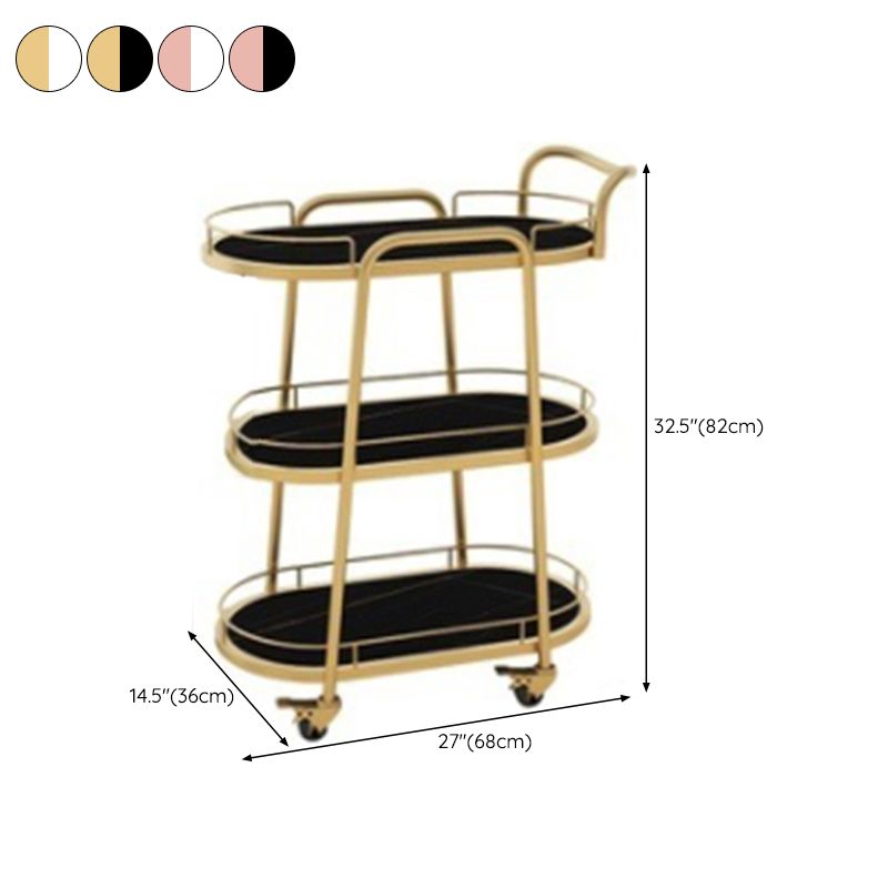 Hedendaagse ovale metalen prep Tabel 26.77 "W rollende voorbereidingstafel voor eetkamer