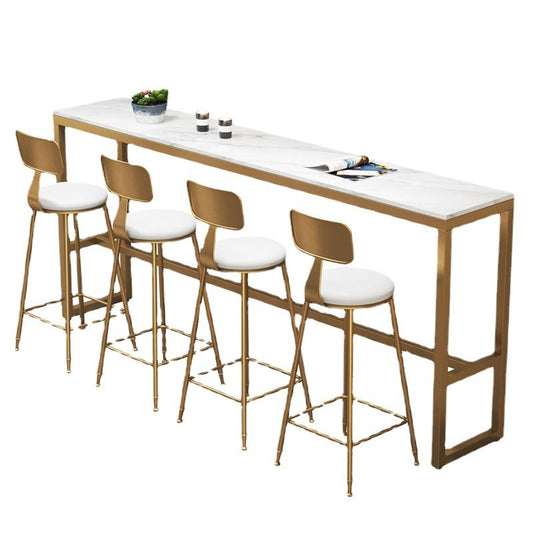 Glam Pub Table Faux Marble Rectangle Bar Table for Indoor and Breakroom