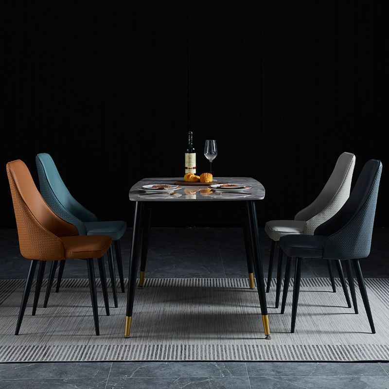 Sedia imbottita sala da pranzo industriale in pelle finta sedia parsons