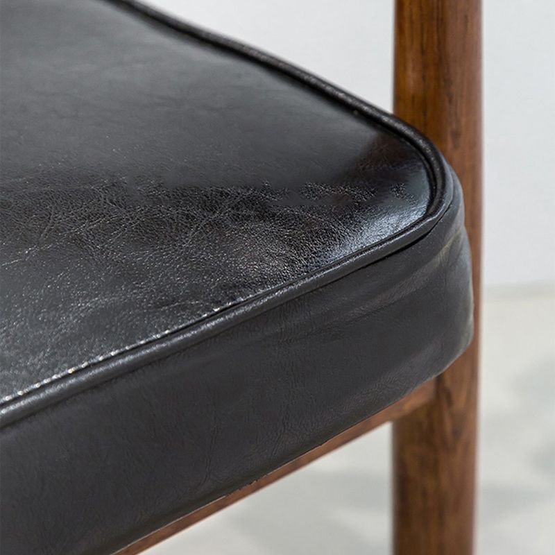 Oak Wood Modern Dining Chair for Home Faux Leather Open Back Side Chair