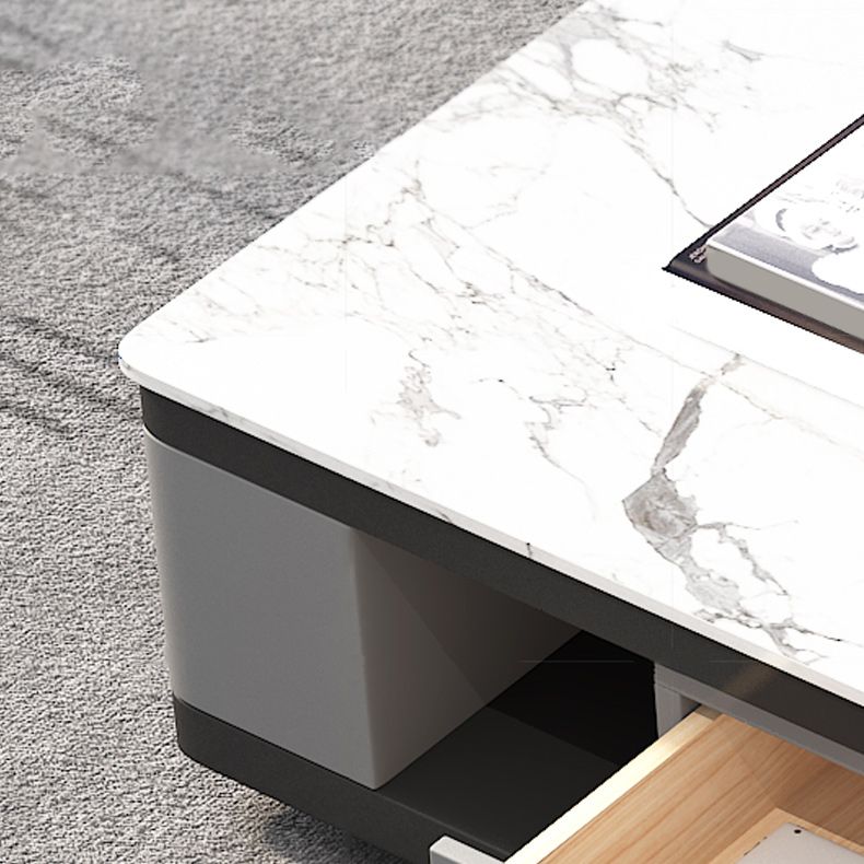 Wit hedendaagse marmeren top koffiecocktailtafel met opslag