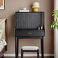 Modern Black Dressing Table Stool Set Wooden Vanity Dressing Table for Bedroom