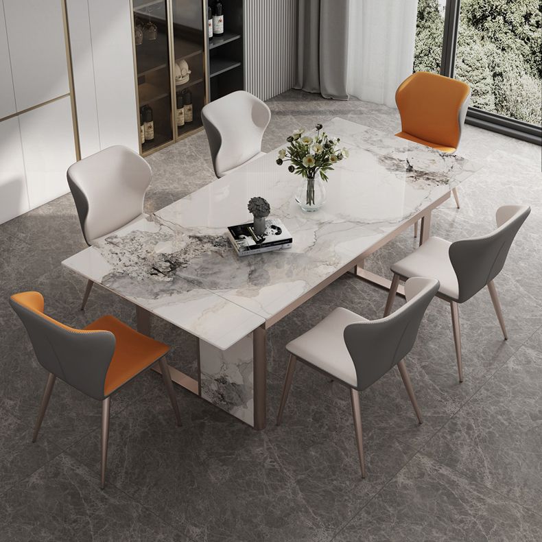 Traditional Luxury Style Dining Table Rectangle Sintered Stone Table with Double Pedestal Clearhalo ' dining_table' 'Dining Tables & Seating' 'Dining Tables' 'furn' 'furn_dining_table' 'Furniture' 'furniture_dining_table' 'Kitchen & Dining Furniture' 'kitchen&dining_furn' 'kitchen' 'kitchen_dining_table' 1200x1200_19a6bf13-1030-4fba-bb8a-f2fa0e8ec79a