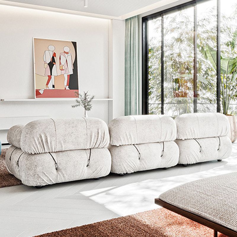 Tufted Cream 2-3-Seater Sofa Contemporary Pillow Top Arm Sofa