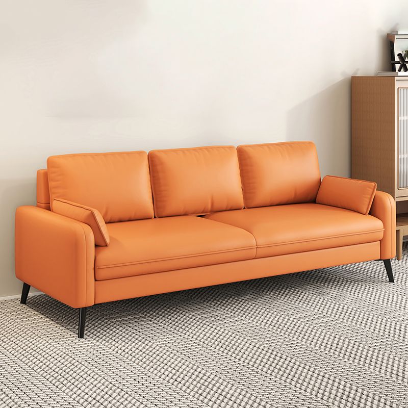 Scandinavian 25.59" Wide Faux Leather 3 Seater Square Arm Sofa