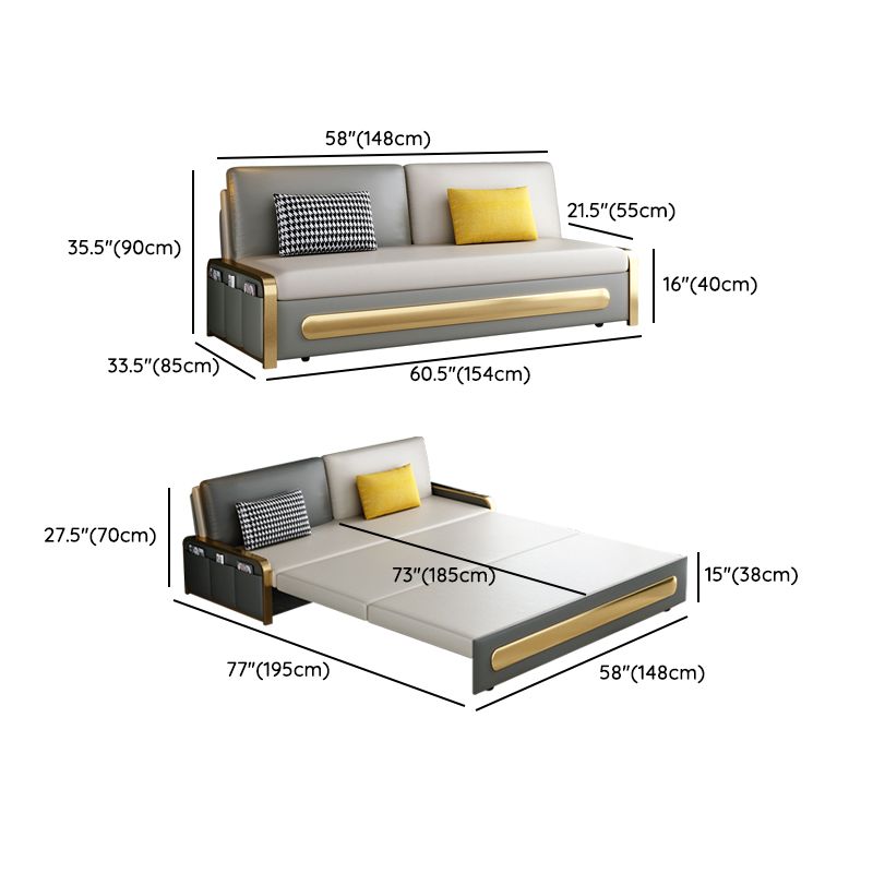 Gray Faux leather Sleeper Sofa 33.46" Wide Sofa Bed with Detachable Mattress Clearhalo 'furn' 'furn_futons' 'Furniture' 'Futons & Daybeds' 'Futons' 'Living Room Furniture' 1200x1200_19a79dc9-3c0c-40a9-b20b-17f186667f76