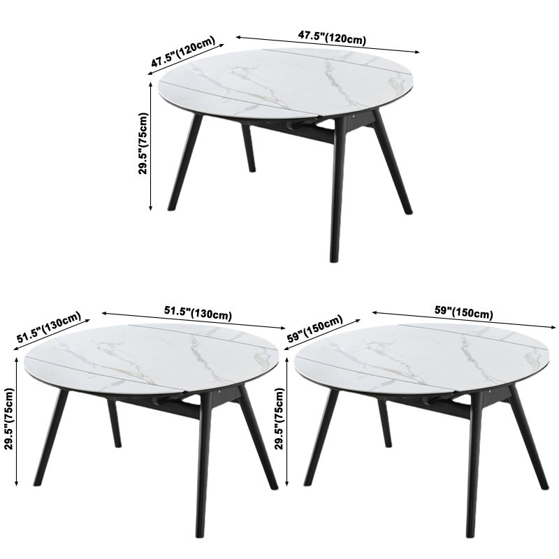 Foldable Sintered Stone Top Dining Table Modern Round Table with Metal 4 Legs Clearhalo ' dining_table' 'Dining Tables & Seating' 'Dining Tables' 'furn' 'furn_dining_table' 'Furniture' 'furniture_dining_table' 'Kitchen & Dining Furniture' 'kitchen&dining_furn' 'kitchen' 'kitchen_dining_table' 1200x1200_19a81cd1-e555-47c5-a902-881f0764630e