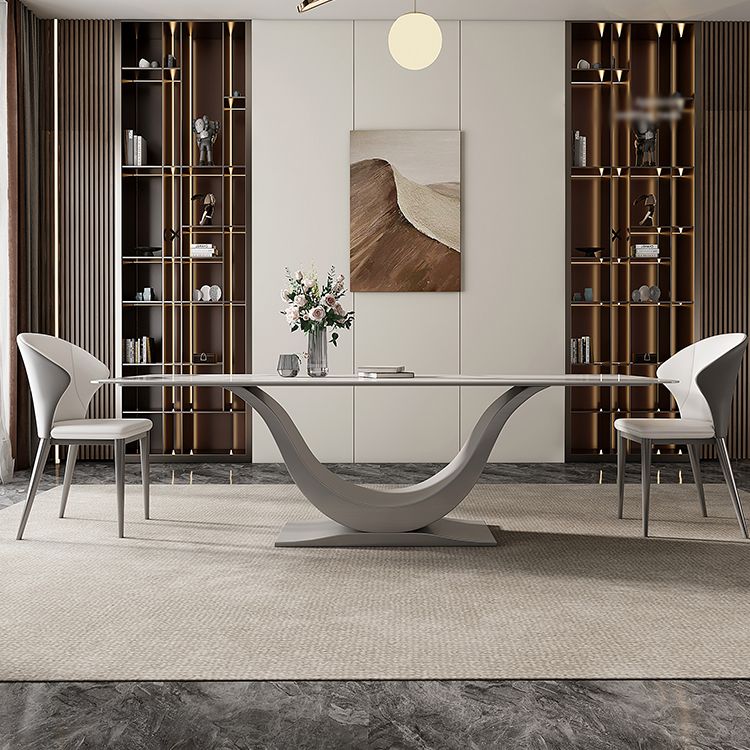 Moderne stijl voetstuk eettafel gesinterde stenen rechthoekige tafel voor thuis