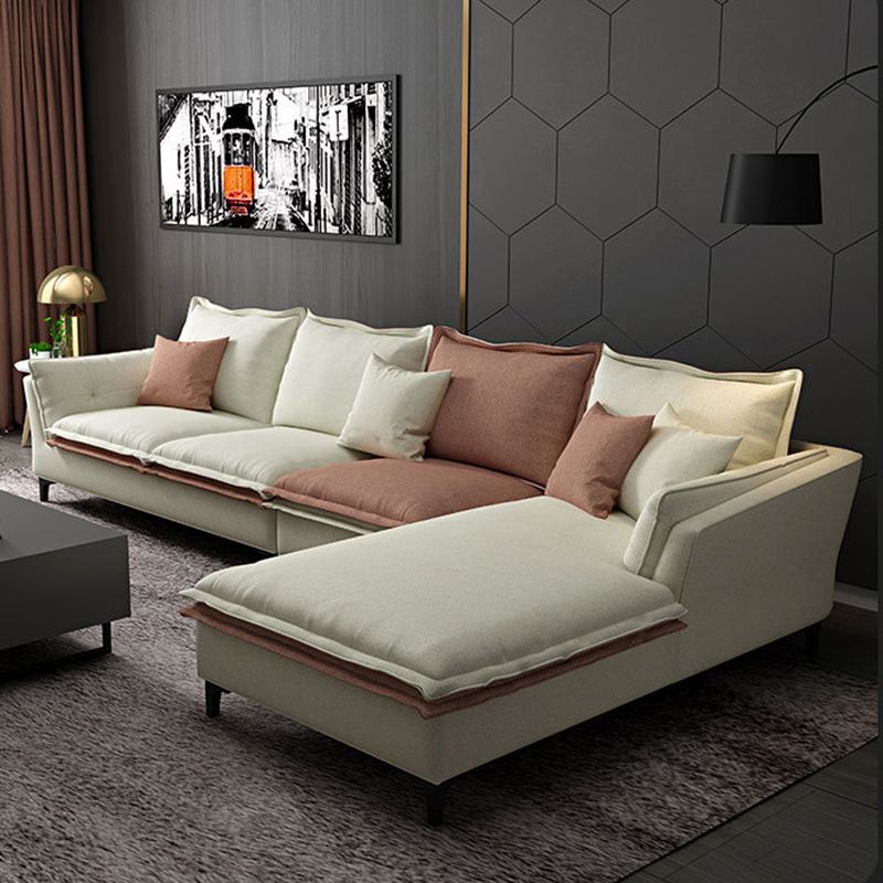 Faux Leather Pillow Top-arm Sectionals with Pillowed Back Cushions