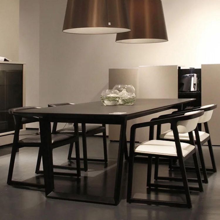 Rectangle Black Dining Table Wooden Table Industrial with Double Pedestal Clearhalo ' dining_table' 'Dining Tables & Seating' 'Dining Tables' 'furn' 'furn_dining_table' 'Furniture' 'furniture_dining_table' 'Kitchen & Dining Furniture' 'kitchen&dining_furn' 'kitchen' 'kitchen_dining_table' 1200x1200_19a9a979-d3bc-4a49-bf21-2e3f34d979c9