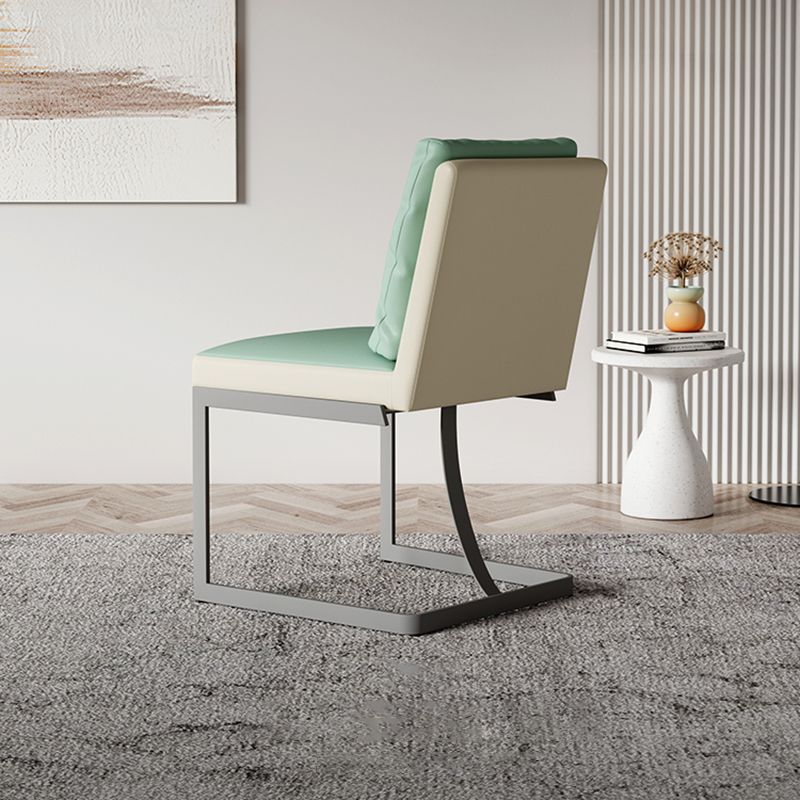 Upholstered Leather Armless Dining Chairs Solid Back Chairs with Metal Legs Clearhalo ' kitchen&dining_furn' 'Dining Chairs' 'Dining Tables & Seating' 'dining_chair' 'furn' 'furn_dining_chair' 'Furniture' 'furniture_dining_chair' 'Kitchen & Dining Furniture' 'kitchen' 1200x1200_19aa7564-2901-41f2-8de5-f3c7da2dfcb8