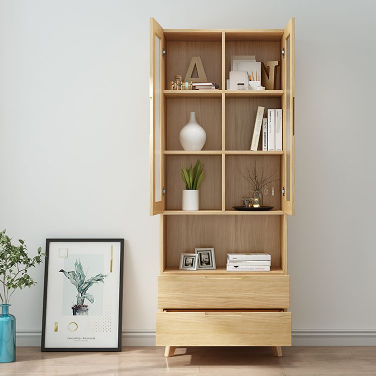 70.9" Tall Modern Natural Cabinet Solid Wood Chest with Glass Door Clearhalo 'Cabinets & Chests' 'cabinets_chests' 'furn' 'furn_cabinets_chests' 'Furniture' 'Living Room Furniture' 1200x1200_19ab730d-9ef6-4ef7-98d4-95ed694d4ae9