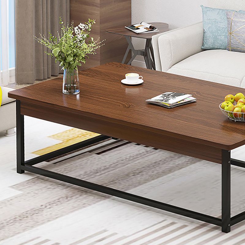 Modern Rectangular Metal Frame Coffee Table Brown Cocktail Table Clearhalo 'Coffee & Accent Tables' 'Coffee Tables' 'coffee_tables' 'furn' 'furn_coffee_tables' 'Furniture' 'furniture_coffee_tables' 'Living Room Furniture' 1200x1200_19ac2213-3bc3-4e06-85fa-563b68c40782