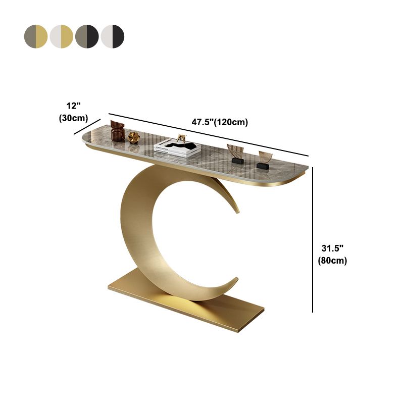 Stain Resistant 11.81" W x 31.49" H Stone Half Moon Table for Hall Clearhalo 'Console Tables' 'console_tables' 'Entry & Mudroom Furniture' 'furn' 'furn_console_tables' 'Furniture' 1200x1200_19ac9f42-d87a-470a-b6b5-12a664582c93