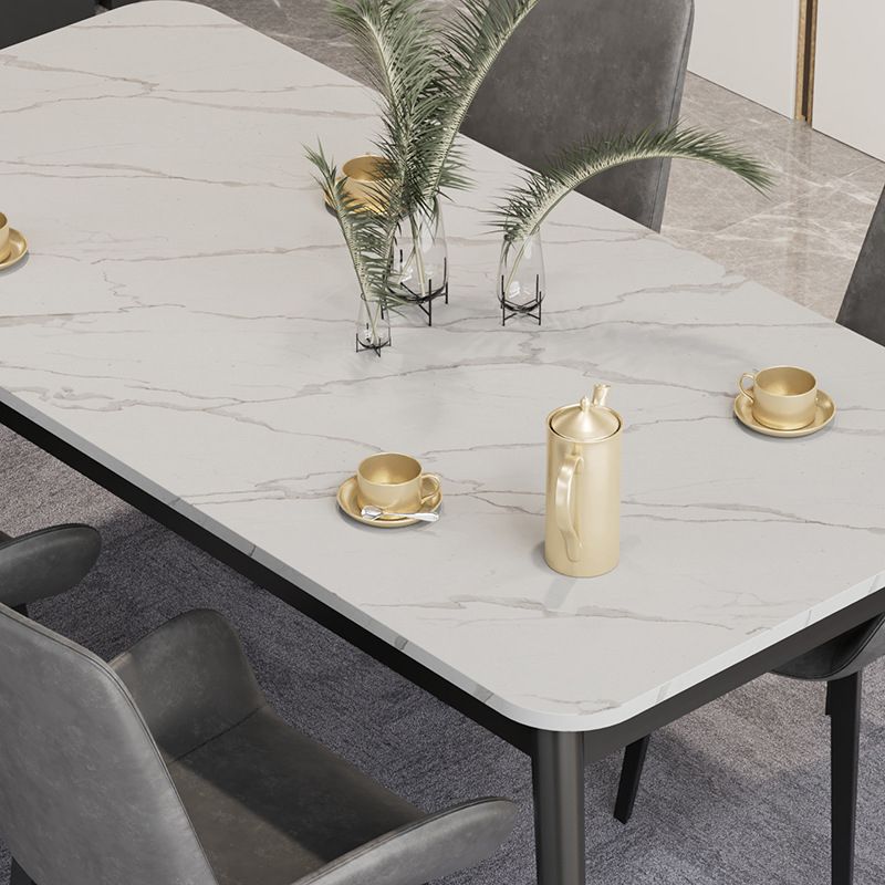 Medieval Modern Stone Dining Table with 4 Legs Pedestal Table for Dining Room
