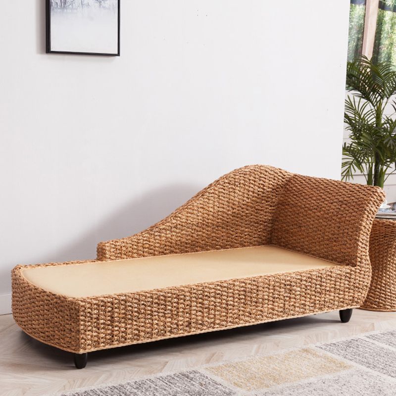 Upholstered Chaise Rattan Chaise Lounge Chair for Bedroom and Living Room