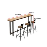 Tavolo da bar in stile moderno marrone con tavolo da bar in legno massiccio con base metallica