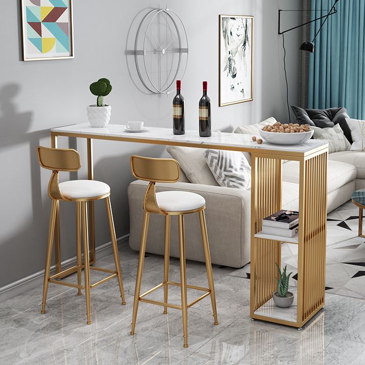 Marble Bistro Bar Desk with Rectangle Table Top Double Pedestal Table - 41.3" H Clearhalo 'Bar Furniture' 'Bar Tables' 'bar_tables' 'furn' 'furn_bar_tables' 'Furniture' 'furniture_bar_tables' 'Kitchen & Dining Furniture' 1200x1200_19b35f6e-560e-4e1f-9600-b442ee560c79