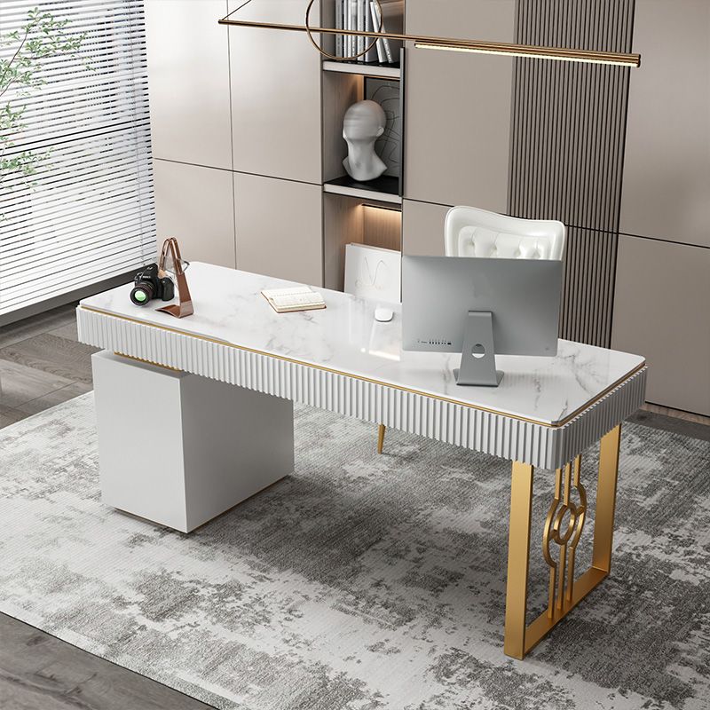 Bureau d'écriture de pierre glamour en pierre mate 23,62 "W Bureau de bureau pour la maison