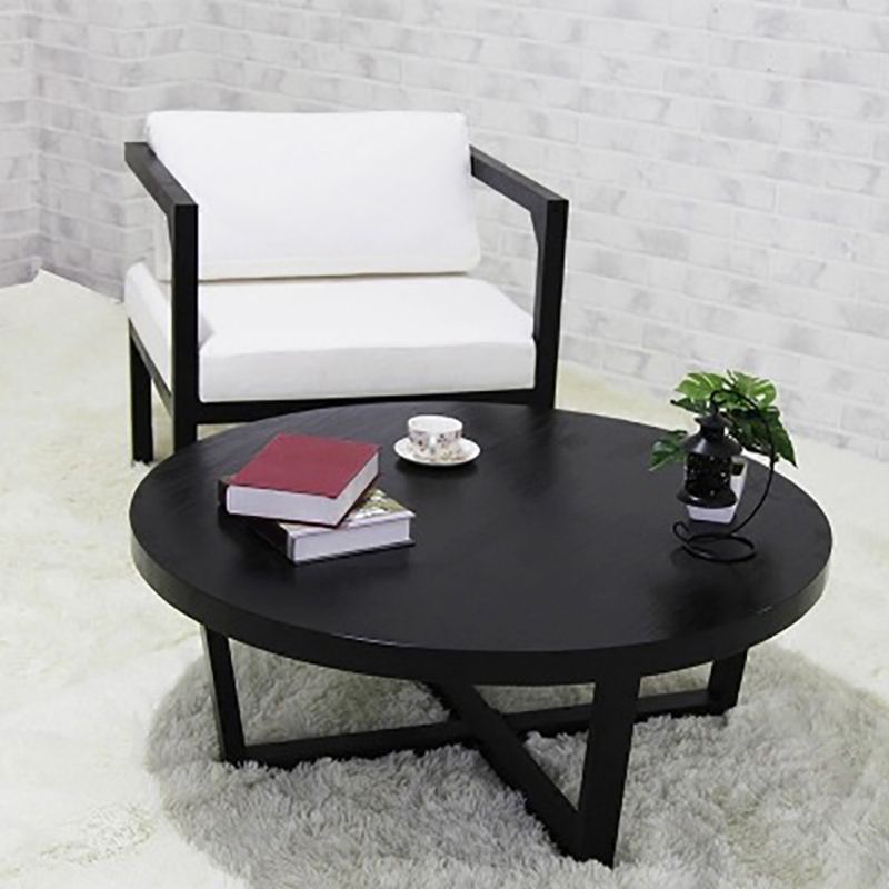 Solid Wood and Metal Coffee Table Home Round Coffee Desk in Black Clearhalo 'Coffee & Accent Tables' 'Coffee Tables' 'coffee_tables' 'furn' 'furn_coffee_tables' 'Furniture' 'Living Room Furniture' 1200x1200_19b5ad12-539a-4870-9cfa-2a8ad8b2621e