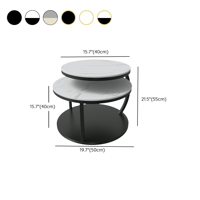 Contemporary Coffee Table Round Stone Top Extendable Coffee Cocktail Table Clearhalo 'Coffee & Accent Tables' 'Coffee Tables' 'coffee_tables' 'furn' 'furn_coffee_tables' 'Furniture' 'Living Room Furniture' 1200x1200_19b5ef33-621e-4d74-be04-74f09c3fed7a