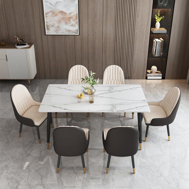 Eigentijdse rechthoekige eettafel, stenen meubel met 4 poten