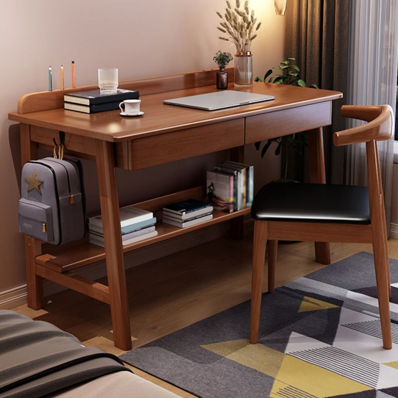 2 laden schrijven bureau rechthoekig gevormde kantoorbureau in wit/natuurlijk/bruin