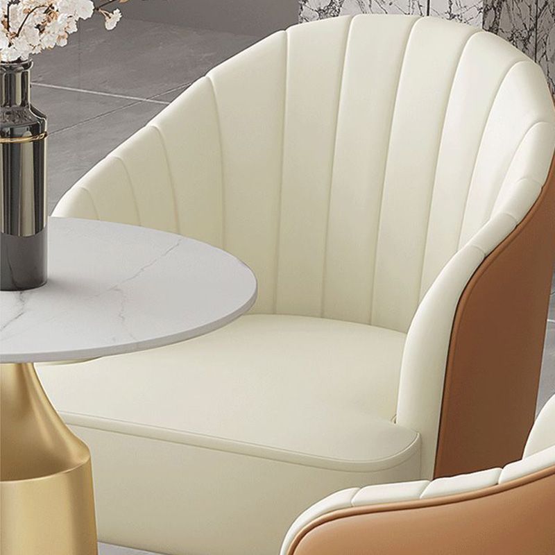 Modern Round Dining Table Glossy White Stone Top Table for Home Clearhalo 'Dining Tables & Seating' 'Dining Tables' 'dining_table' 'furn' 'furn_dining_table' 'Furniture' 'Kitchen & Dining Furniture' 1200x1200_19b8f606-d384-4627-9ced-fdffb2886c07