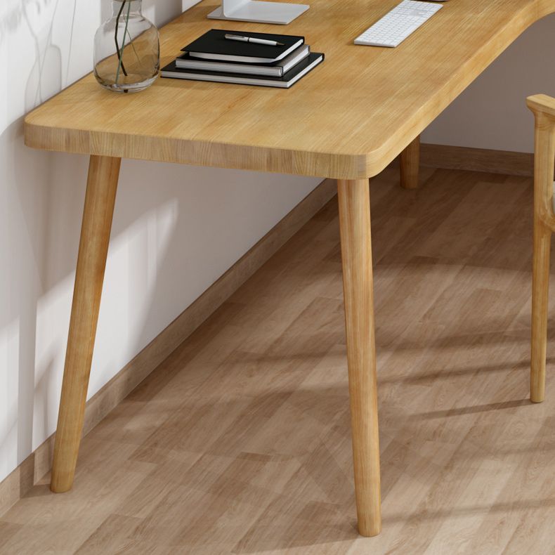 Table d'écriture en L de style moderne Bureau de travail en bois massif en bois massif